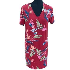 Christian Siriano rust floral short sleeved shift style dress, size M